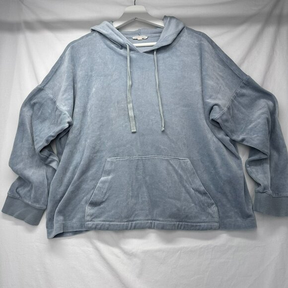 Eileen Fisher Fleece Pullover Hoodie Kangaroo Pocket Size Medium Organic Cotton - Picture 1 of 6